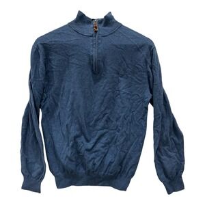 RM Williams Jumper Women's M Blue Long Sleeve 1/4 Zip Sweater Cotton Cashmere